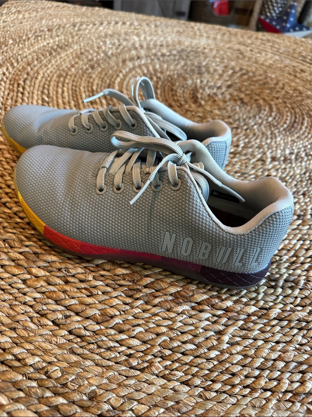 NOBULL Light Gray Training Shoes with Rainbow Midsole women 8.5